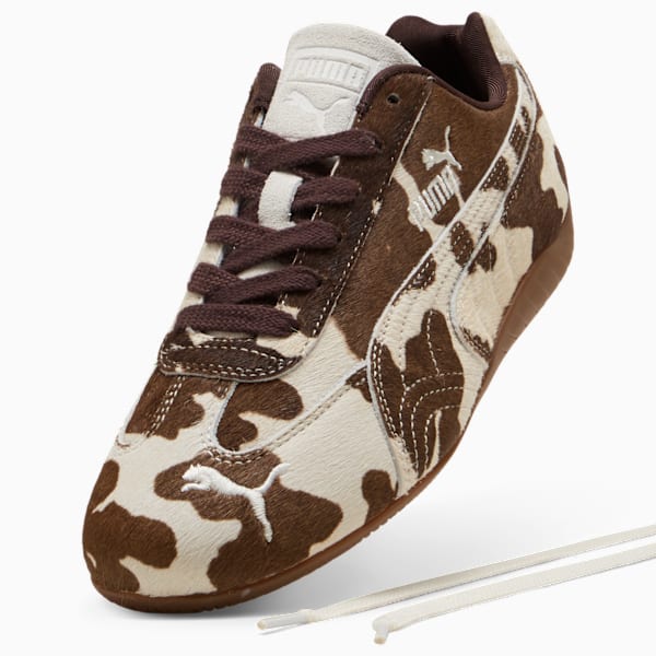 Puma Speedcat Cow Print Sneakers Women Chocolate Brown Gum