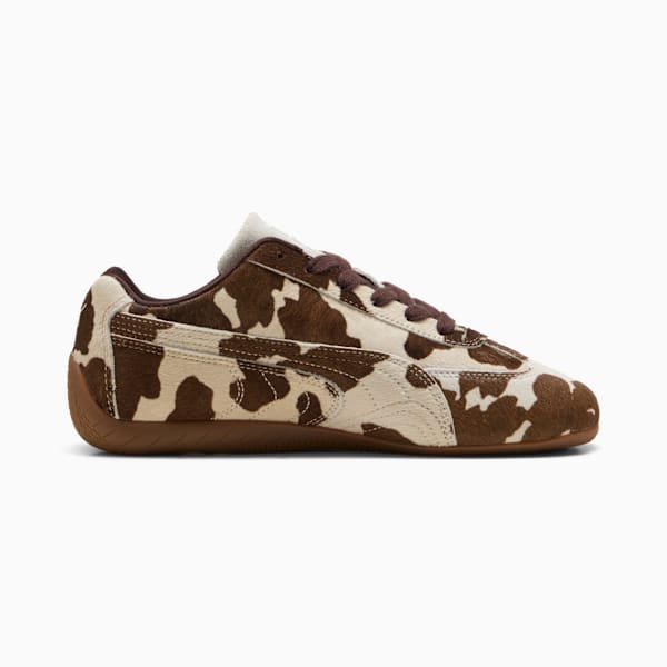 Puma Speedcat Cow Print Sneakers Women Chocolate Brown Gum