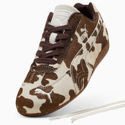 Puma Speedcat Cow Print Sneakers Women Chocolate Brown Gum